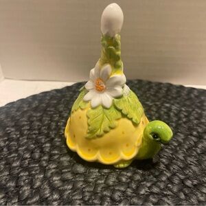 Vintage Yellow and Green Turtle bell Figurine - Japan